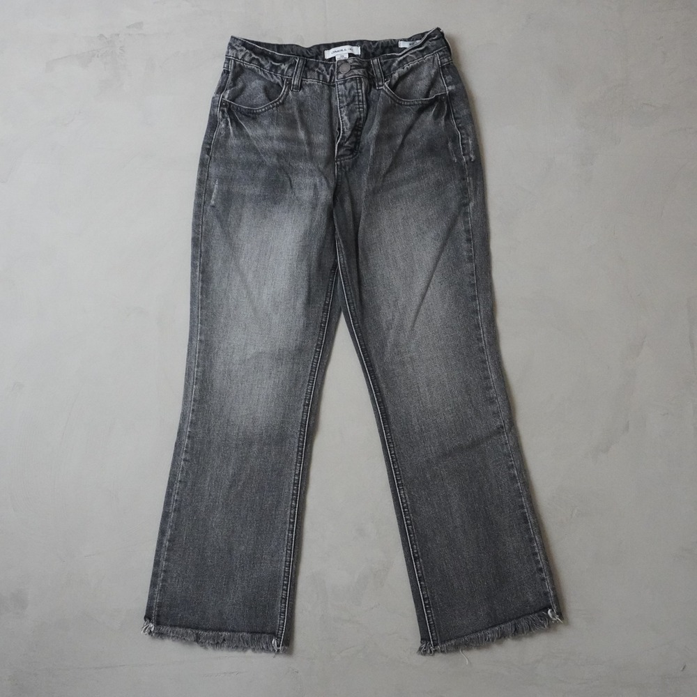 O'Neill Mini-Boot Jeans 26 Womens Black Faded Raw Hem Cropped Denim Surfside Y2K